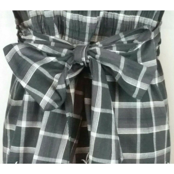 Greater Good Network Womens (M) Embroidered Cotton Sundress Black & White Plaid - Picture 8 of 12